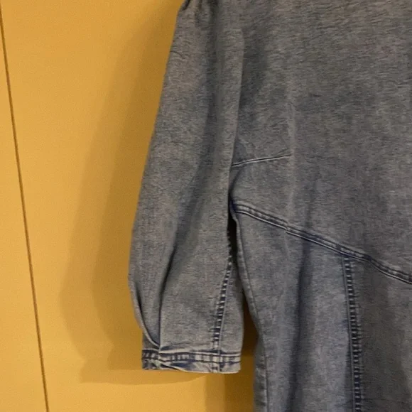 Denim Blue Dress with yoke detail and puff sleeves - Picture 2 of 10